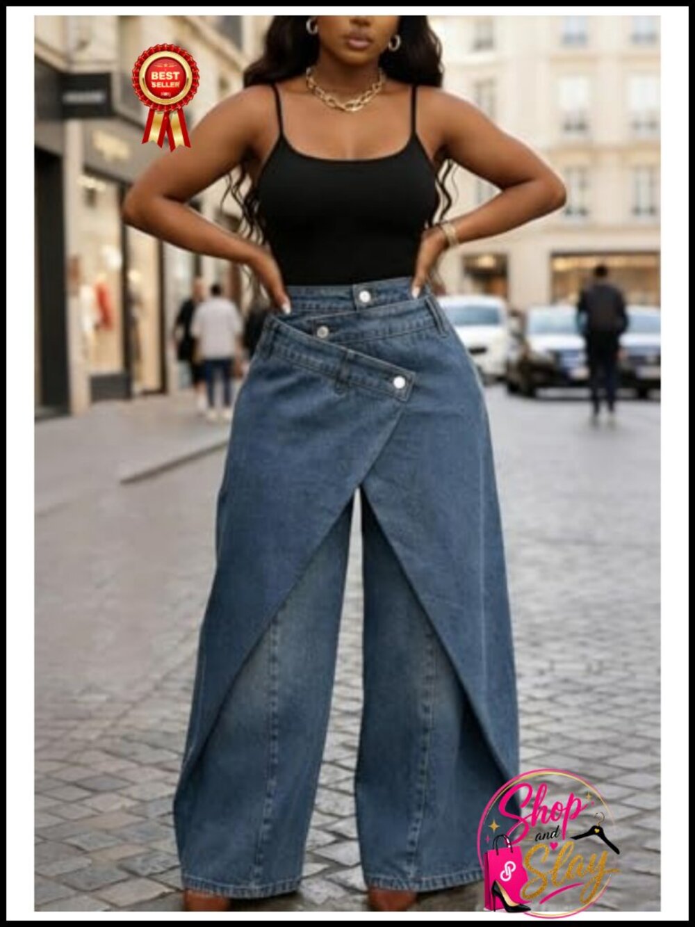 High Rise Wide Leg Cargo Jeans Asymmetrical Denim Pants Y2K Baggy